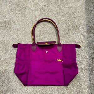 Purple/dk magenta Longchamp medium Le Pliage nylon tote